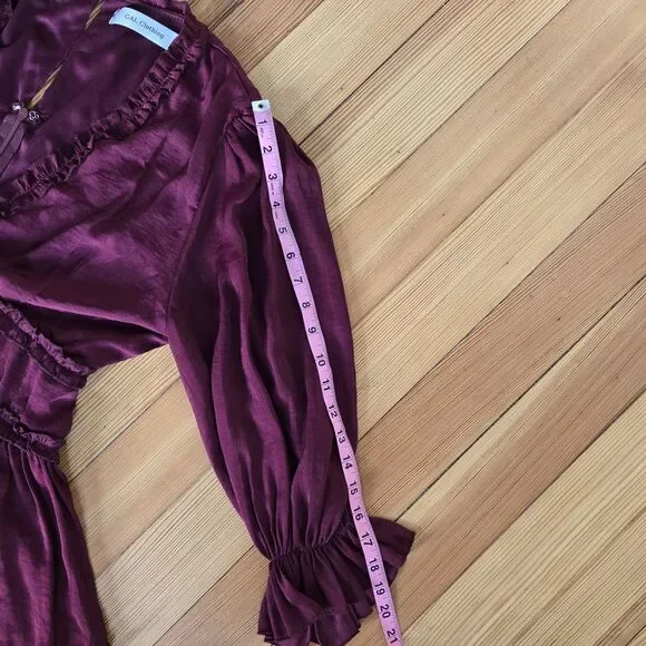 GAL Ruffle VNeck Dress M Red Mini Boho Festival Grunge Renaissance Goth Feminine - Picture 13 of 15